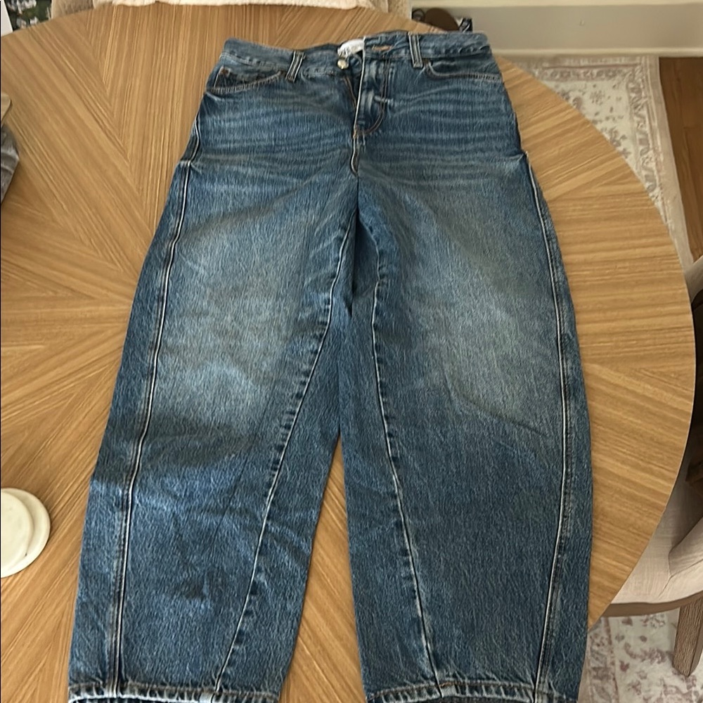 Zara Women's Barrel Jeans - Dark Blue Wash